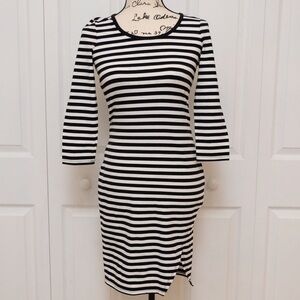 Express Midi Black & White Stipped dress Sailor chic Nautical aesthetic